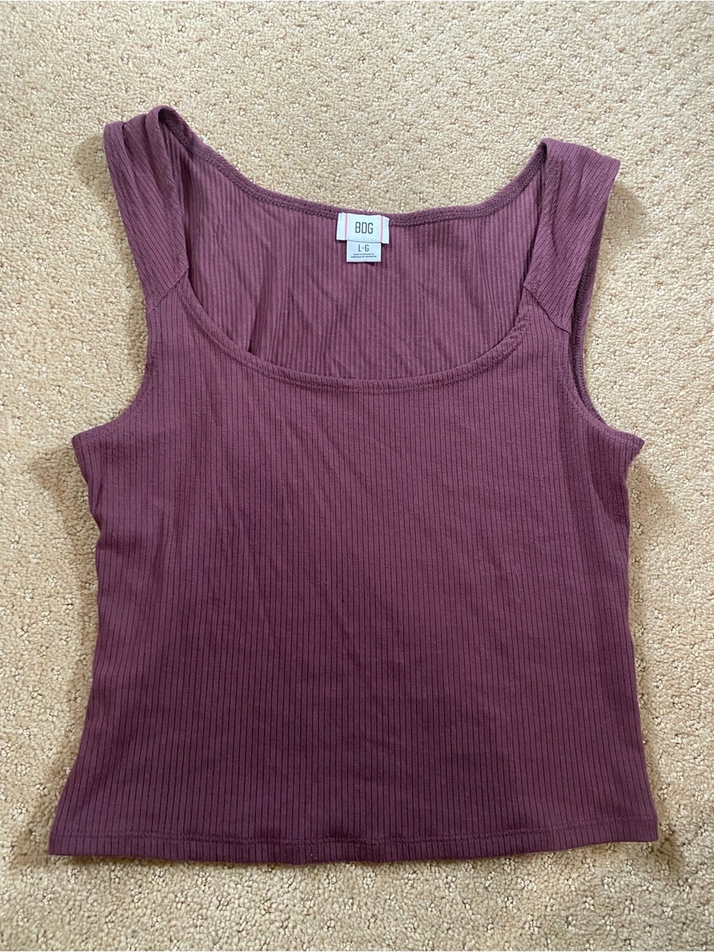 Urban Outfitters Ribbed Scoop Tank Top - Plum